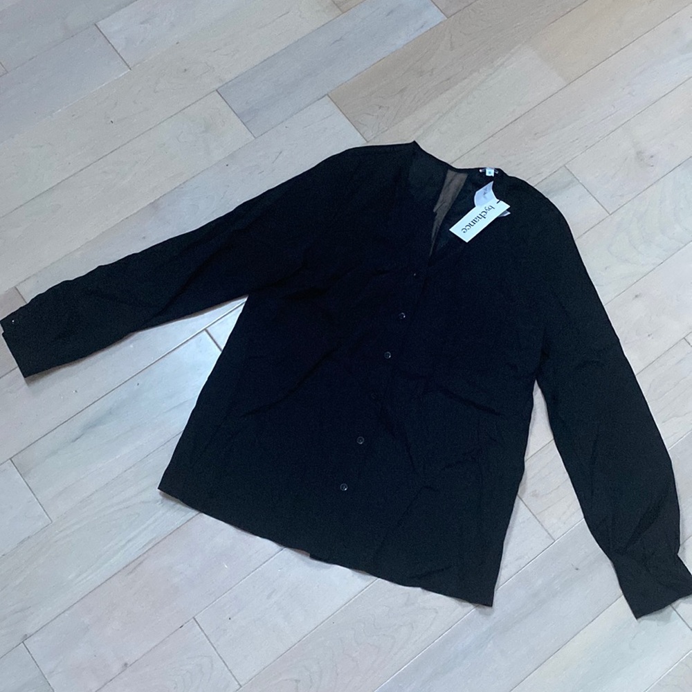 By chance boutique silk stretch black dress shirt